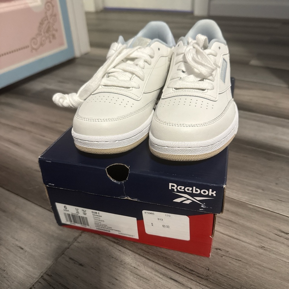Reebok White and Blue Sneakers